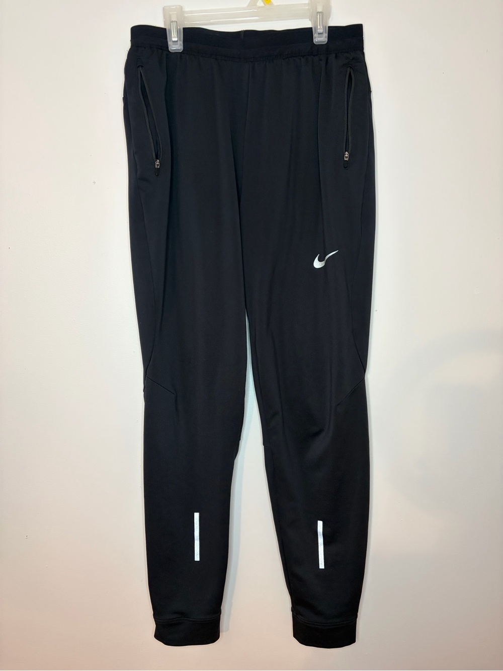 Nike Dri-FIT Women’s Black Running Jogger Pants Zip Pocket Reflective Size M